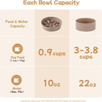Havniva Elevated Slow Feeder Dog Bowls, Ceramic Dog Bowl Slow Feeder Set | 0.9 Cups Raised Slow Feeding Bowl for Small Breed, 6.1” Dog Water Bowl with Wooden Stand, Puzzle Dog Slow Feeder, Non-slip