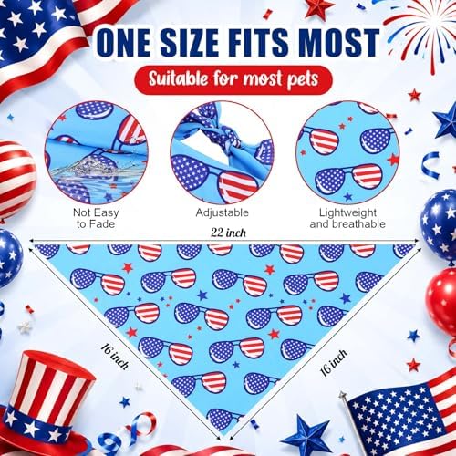 Geyoga 240 Pcs 4th of July Dog Bandanas Bulk Patriotic Pet Bandanas - Image 2