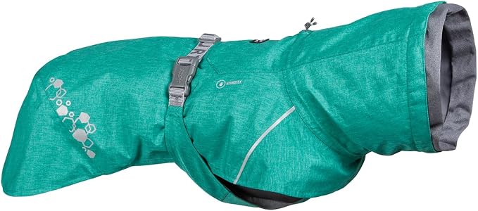 Hurtta Monsoon Coat II ECO, Wet Weather Dog Raincoat Coat, Peacock, 16 XS