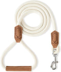 Mile High Life Dog Leash with Genuine Leather Handle, 6 FT/5 FT/4 FT | Leather Grip Rope Leash, Heavy Duty 360° Swivel Metal Clasp, for Small Medium & Large Dogs
