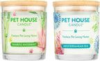 Pet House Candles, Clean Burning, Long Lasting Scented Pet Odor Candles for Home - Bamboo Watermint, Med Sea, 2 Pack