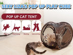 Pop Up Cat Tent Cube 24x22x20” – Indoor/Outdoor Cat Play Tent with Mesh Sides & 14” Entry – Connects to Cat Tunnel – Foldable Cat House + Bonus Snarky Cat™ Digital Sticker & GIF Pack