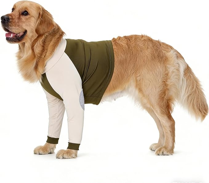 Lelepet Dog Sleeve to Stop Licking Front Legs, Long Sleeve Dog Shirt 3XL | Elbow Protector for Leg Injuries Shoulder Wounds After Surgery Male Female,Zippered Long-Sleeved Shirt Cone Alternative S-3XL