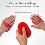 Pets&Goods Rubber Pet Grooming Brush for Dogs & Cats – Bath & Deshedding Brush with Custom-Fit Hand Straps – Soft Silicone Bristles for Short & Medium Hair – Anti-Slip, Easy to Clean
