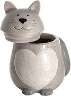 SPOTTED DOG GIFT COMPANY Ceramic Cookie Jar with Lid, Large Cat Treat Container for Cookies & Biscuits, Cute Novelty Kitchen Storage for Countertop, Gifts for Cat Lovers - 43oz Gray