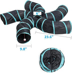 Cat Tunnels, Pet Ferret Rabbit Bunny Tunnels Tubes Subway Habitats, S-Style, DIY Cat Peekaboo Maze House Tent Bed, Kitten Interactive Toy (S Type: 5 Way Tubes)