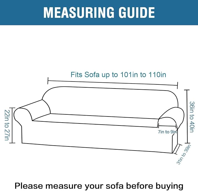 H.VERSAILTEX Stretch Extra Large Sofa Covers Sofa Slipcovers for Living Room Furniture Covers for Pets Feature Thick Checked Jacquard Fabric with Elastic Bottom, Sofa X-Large - Sage