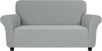 ZNSAYOTX Super Stretch Loveseat Covers (57"-70"), New Striped Love Seat Slipcover, Dogs Pet Friendly Anti-Slip Couch Protector Spandex Durable 2 Seater Fabric Sofa Cover(Light Grey, Loveseat)