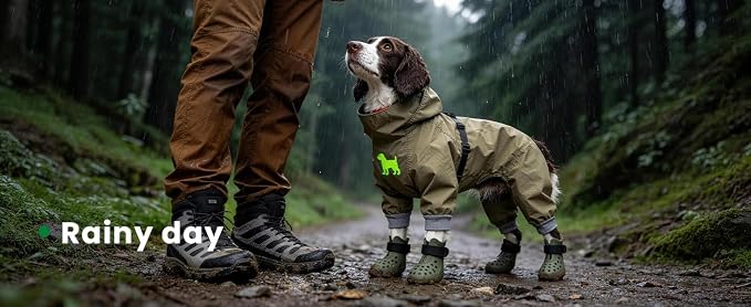 Dog Shoes for Hot Pavement - Comfortable Paw Protection for Medium & Large Dogs, Adjustable Strap & Non-Slip, Easy-Clean, Outdoor Sports Boots, Dog Booties for Summer Rain (Green, XL)
