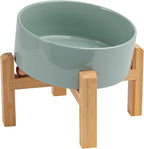 Elevated/Raised 15°Tilted Anti Slip Ceramic Dog Bowl for Medium & Large Breeds,Slanted Bulldog Big Face Pet Feeding Food Water Dish Stand for Dogs (7.6 Cups/60OZ) Light Green