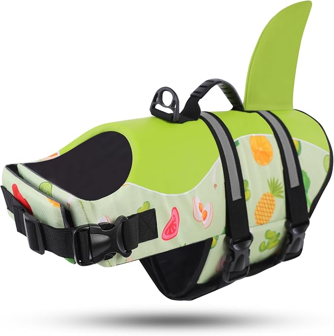 ASENKU Dog Life Jacket - Pet Safety Vest for Swimming & Boating, Shark Life Jacket with Floatation, Dog Lifesavers Swimsuits for Small Medium Large Dogs (Fruit, XS)