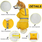 Hooded Pet Small Dog Raincoat,Dog Rain Coats for Small to Medium Sized, Pet Raincoat Apparel Poncho Waterproof Dogs Clothes Waterproof Dog Coat Dog,Raincoats Jacket (3XL,Yellow)