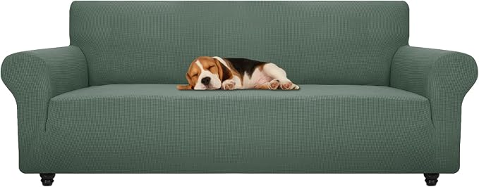 ZNSAYOTX Stretch Oversized Couch Cover Universal Sofa Covers for Living Room Dogs Pet Furniture Protector Spandex Extra Large Sofa Slipcovers with Anti Slip Foam Sticks (Pea Green, XL Sofa)