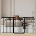 Fairy Baby Extra Tall Baby Gate Stand 38" Tall, 70.9"-76.3" Extra Wide Large Safety Child Gates for Doorway, Metal Auto Close Dog Gate for House, Stair Gates for Kids or Pets No Drilling, Black