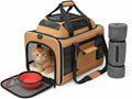 Cat Carrier Dog Carrier Airline Approved, Pet Carrier for 2 Cats Small Medium Dogs, Soft Cat Carrier 18x15x15 with Foldable Bowl & Washable Pad, TSA Approved Dog Carriers by Luniko Shop (Orange)