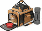 Cat Carrier Dog Carrier Airline Approved, Pet Carrier for 2 Cats Small Medium Dogs, Soft Cat Carrier 18x15x15 with Foldable Bowl & Washable Pad, TSA Approved Dog Carriers by Luniko Shop (Orange)