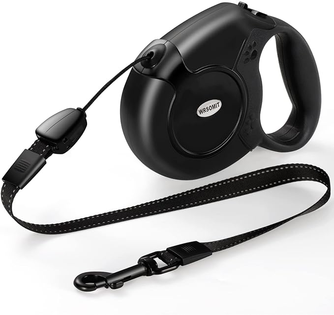 360°No Tangle 26 Ft Retractable Dog Leash for Dogs up to 99lbs | Heavy Duty Pet Walking Leash for Small Medium Large Dogs, Anti-Slip Handle, Strong Nylon Tape, One-Handed Brake, Black
