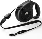 360°No Tangle 26 Ft Retractable Dog Leash for Dogs up to 99lbs | Heavy Duty Pet Walking Leash for Small Medium Large Dogs, Anti-Slip Handle, Strong Nylon Tape, One-Handed Brake, Black