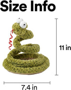 ZEZE Forest Snake Spring Interactive Cat Toy with Scratch Base, Bouncy Spiral Plush Teaser with Crinkle Sound & Ribbon, Self-Play Boredom Relief for Indoor Cats