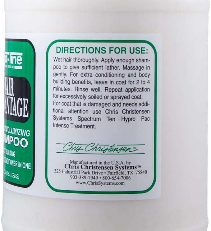 Chris Christensen Pro-Line Fair Advantage Shampoo & Conditioner - Premium Volumizing Shampoo for Dogs - Build Body While Providing Moisture - Anti Static Formula - 2 in 1 Shampoo & Conditioner-Gallon