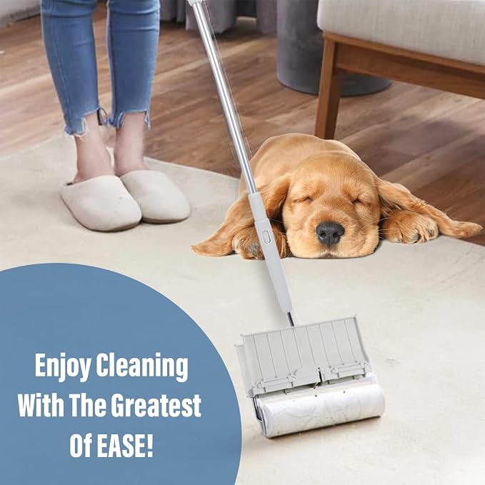 Aegis Giant Pet & Home Lint Roller Pet Hair Large Lint Roller with Extendable Long Handle, 6.3” Width with 240 Adhesive Extra Sticky Sheets for Furniture Carpet Floor and Curtains