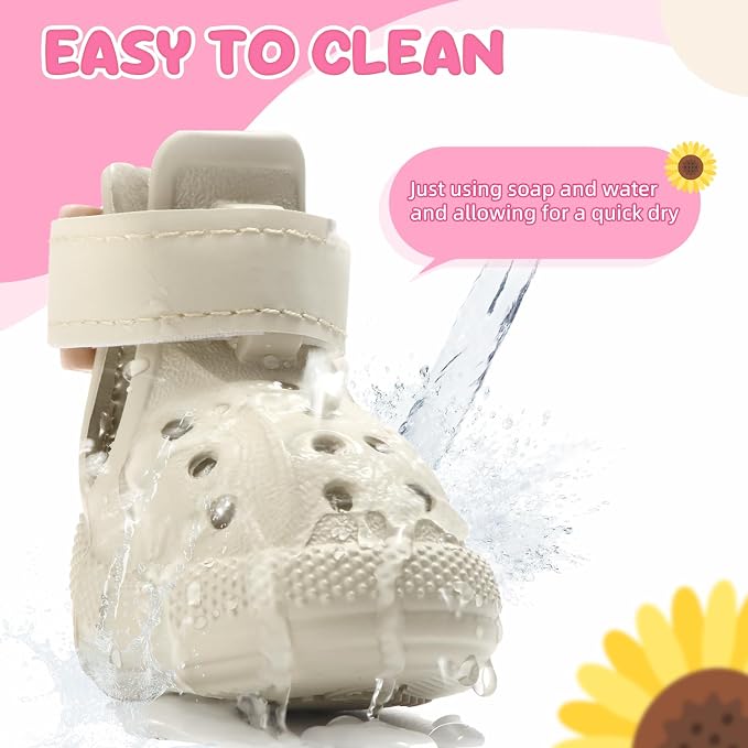 Nasjac Dog Shoes for Hot Pavement - Breathable Dog Sandals with Non Slip Soles & Reflective Straps, Easy ON & Off, Easy-Clean Summer Outdoor Pet Boots for Small Medium Large Dogs, Beige, 5