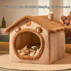 Cat Beds for Indoor Cats Small Dog,Cute Bear Cat Bed Cave Cat House, M - Image 2