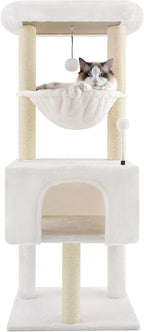 ROYPET Fashion Design 43.3" Cat Trees with Cat Houses Spring Balls,Beige
