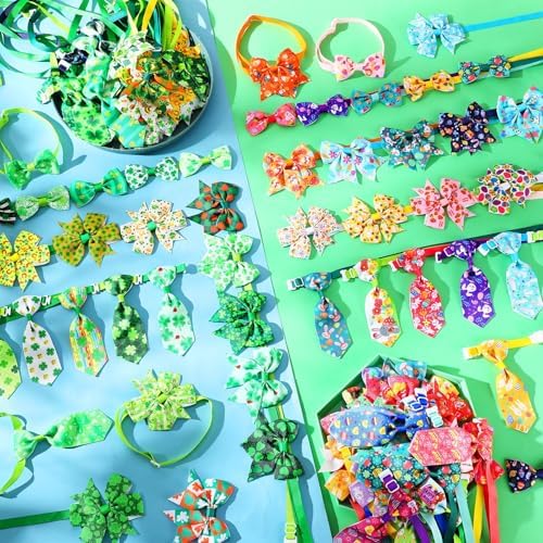 Talltalk 120 Pcs Easter Spring Dog Bow Tie Collar Set Adjustable Pet Grooming Holiday Accessories Decoration for Dog Cat - Image 5