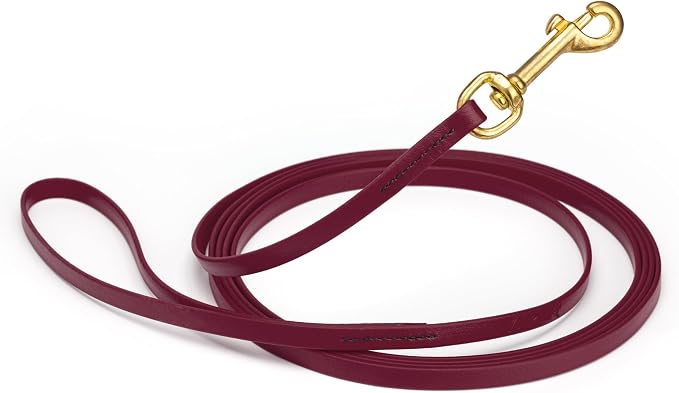 Viper Biothane K9 Working Dog Leash Waterproof Lead for Tracking Training Schutzhund Odor-Proof Long Line with Solid Brass Snap for Puppy Medium and Large Dogs, 15ft Merlot Burgundy