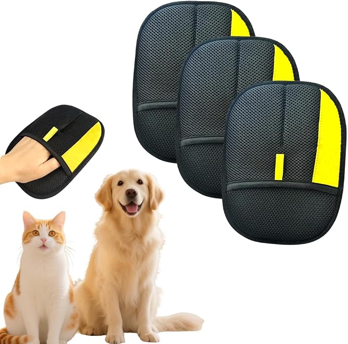 Electrostatic Pet Hair Removal Gloves | Quick Wiping - Reusable & Washable for Sofa Clothing Pet Beds Effortless Cats & Dogs Hair Remover for Busy Pet Owners
