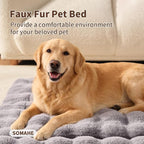 SOMAHE Plush Dog Bed Mat, Machine Washable, Large 35x27 Dark Grey | Machine Washable + Non-Slip Paw Bottom: plush dog mat stays fluffy and helps reduce sliding on indoor floors.