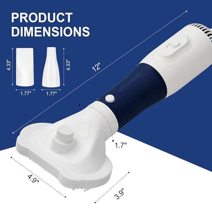 3-in-1 Pet Hair Dryer & Slicker Brush for Dogs & Cats – Portable, Professional, Adjustable Temp, Overheat Protection Dog Hair Dryer (blue)