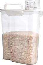 Viretec Rice Storage Container, 5 to 10lb Dry Food Airtight Dispenser, Pet Dog Cat Food Canister, BPA Free Clear Plastic Kitchen and Pantry Organization Bin for Oatmeal, Cereal, Pasta, Flour White