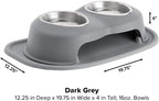 WeatherTech Double High Pet Feeding System - Elevated Dog/Cat Bowls - 4 inch High Dark Grey (DHC1604DGDG)