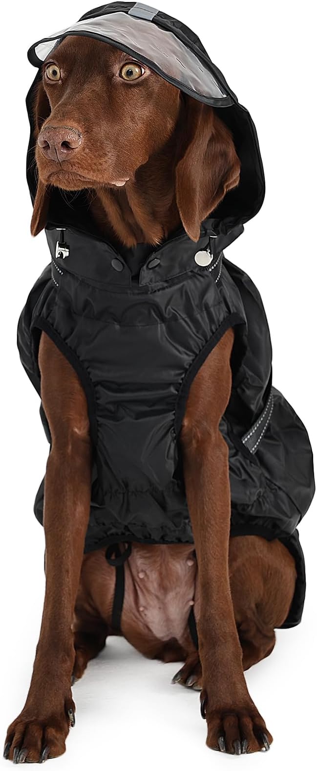 Dog Raincoat with Built-in Harness, Dog Rain Jacket with Clear Hood | Rain Coat For Large Dogs, Doggy Poncho With Leash Hole, Reflective Strips, For Rainy Snowy Weather Walks, Hiking Camping, 2XL