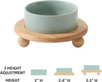 Havniva Raised Cat Bowl 5.1” Elevated Ceramic Cat Food and Water Bowl | Cat Bowls Elevated, Whisker Friendly Cat Bowl, Non-Slip Wood Stand, Food-Grade Ceramic, Wide Opening, Dishwasher Safe