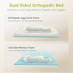 CWAWZ Dog Beds for Large Dogs, Orthopedic Dog Bed with Cooling Gel Memory Foam, Waterproof Large Pet Bed with Removable Washable Cover, 36" Pet Sofa Couch Dutch Velvet with Bone Toy, Light Gray