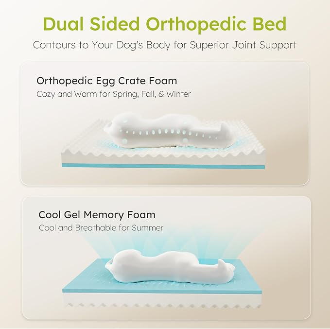 CWAWZ Jumbo Dog Beds for Extra Large Dogs, Orthopedic Dog Bed with Cooling Gel Memory Foam, Waterproof Pet Bed with Removable Washable Cover, 45" Pet Sofa Couch Velvet with Bone Toy, Light Gray