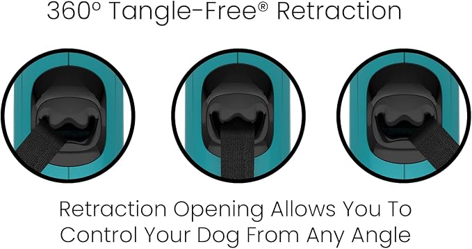 TUG Monochrome 360° Tangle-Free Retractable Dog Leash | 16 ft Strong Nylon Tape (Medium, Aqua)