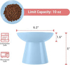 CEEFU 2-Pack Extra Wide Elevated Ceramic 6.2" Shallow Cat Food Bowls | Cat Dish for Whisker Fatigue Relief, 5" Height for Easy Feeding, Durable Raised, Blue