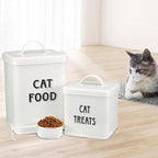 Morezi Farmhouse Cat Food Storage Container with Lid and Scoop, Pet Food Treats Holder, Sturdy Canister Tins for Kitchen Countertop, Shelf, Great Gift for Pet Owners, 5 lbs