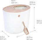 IRIS USA Large Top Entry Cat Litter Box, Hooded Privacy, Beige/White | Multi-Cat Households, Enclosed Top Access, Protected Interior, Mess Containment System, Odor Trapping, Reduced Tracking