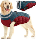 FUAMEY Dog Coat for Large Dogs, Fleece Dog Winter Jacket with Harness | Puppy Cold Weather Coats Reflective Pet Puffer Vest with Zipper Water-Resistant Warm Dogs Snowsuit Windproof Dark Blue L