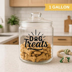 1-Gallon Glass Dog Treat Container Airtight – Large Countertop Dog Cookie Jar with Lid for Dog Treat Storage, Decorative Treat Jar & Dachshund Accessories