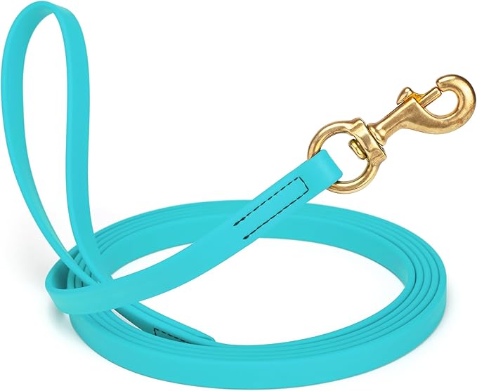 Viper Biothane K9 Working Dog Leash Waterproof Lead for Tracking Training Schutzhund Odor-Proof Long Line with Solid Brass Snap for Puppy Medium and Large Dogs, 33ft Sky Blue