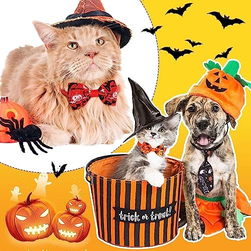 Chunful 150 Pcs Adjustable Halloween Dog Bow Ties & Pet Neckties, Ghost - Image 3