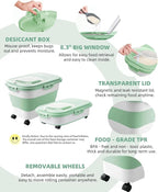 20-23Lbs Dog Food Storage Container Airtight,Collapsible Dog Food Container | Pet Food Storage with Double Airtight Seal & Magnetic Lid,Cat Food Container with Wheels for Easy Moving,Small Jar,Scoop