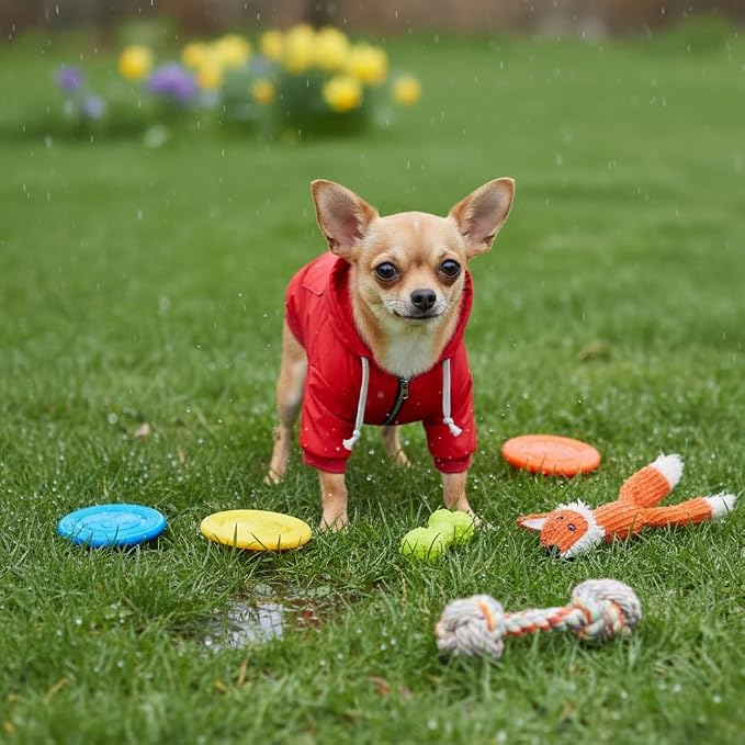 Dog Raincoat rain Jacket Raincoat Dogs Waterproof Small Medium Breeds Zip Closure Storage Pocket Harness Hole Red XS