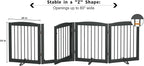 PUPETPO Freestanding Dog Gate with Door, Pet Gate for Stairs, 80 inch Wide Pet Barrier Indoor, Dog Fences Indoor, Support Feet Included, 4 Panels, 24" Tall, Grey